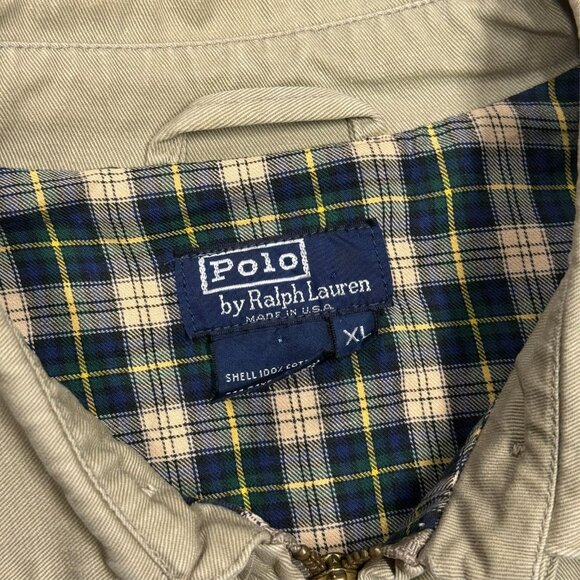 Vintage Polo Ralph Lauren Harrington Jacket USA Made Cotton Twill Beige XL - Picture 6 of 9